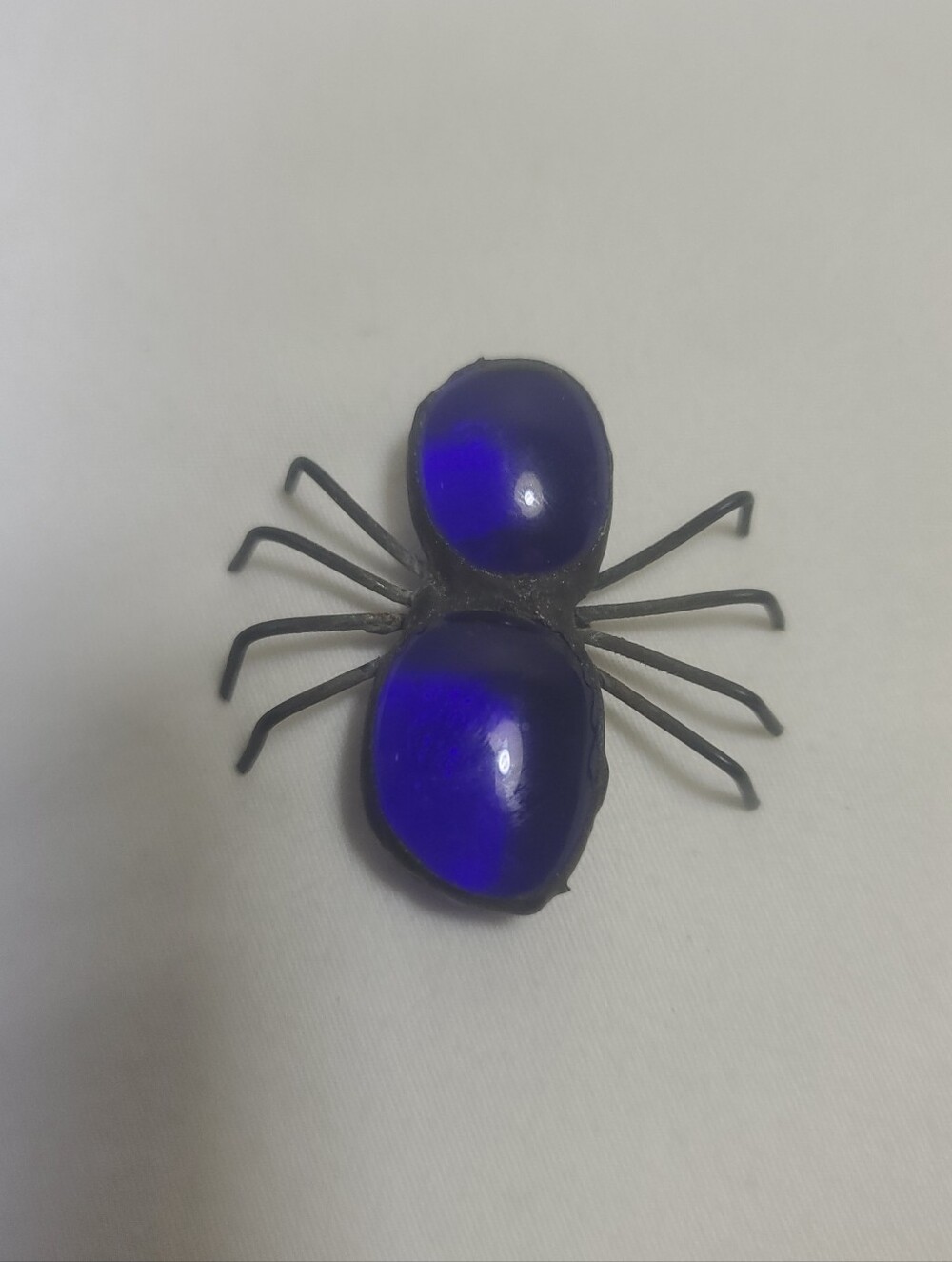 Vintage Blue Glass Spider Figurine
